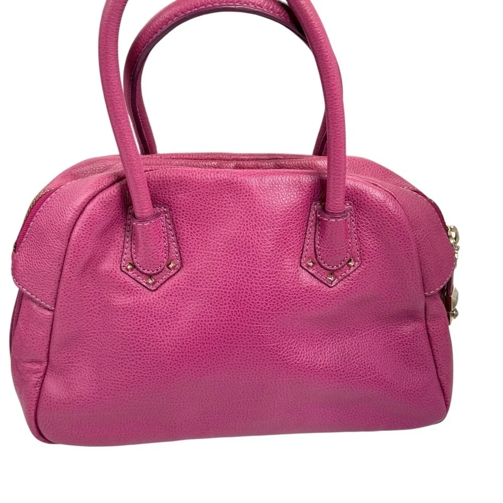 Henri Bendel New York pebbled leather satchel purse in a magenta/pink